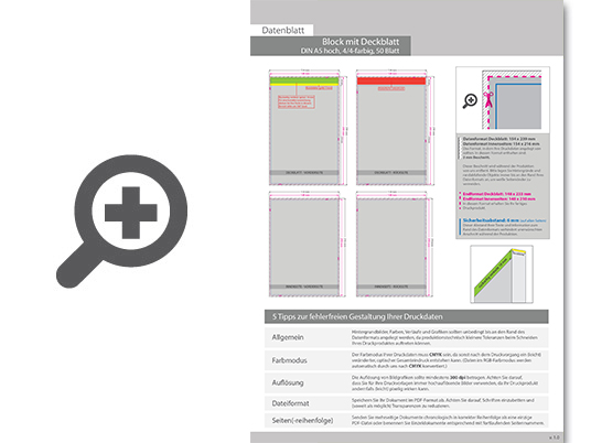 Product Bild block_mit_leimbindung_und_deckblatt__din_a5__50_blatt__4_4_farbig_beidseitig_bedruckt